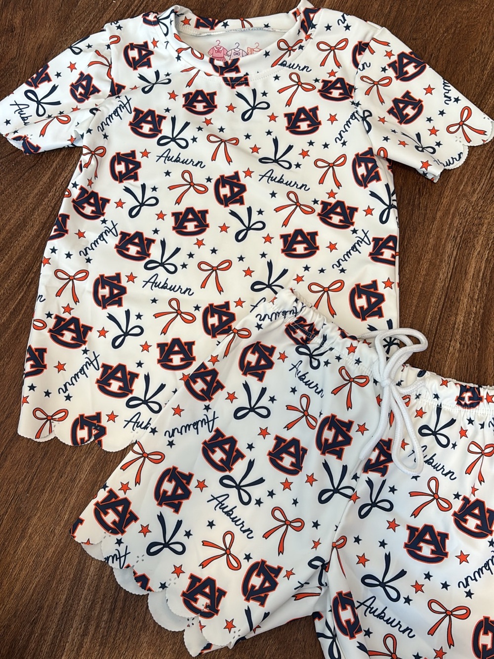 Youth Auburn 2 pcs scallop matching outfit set